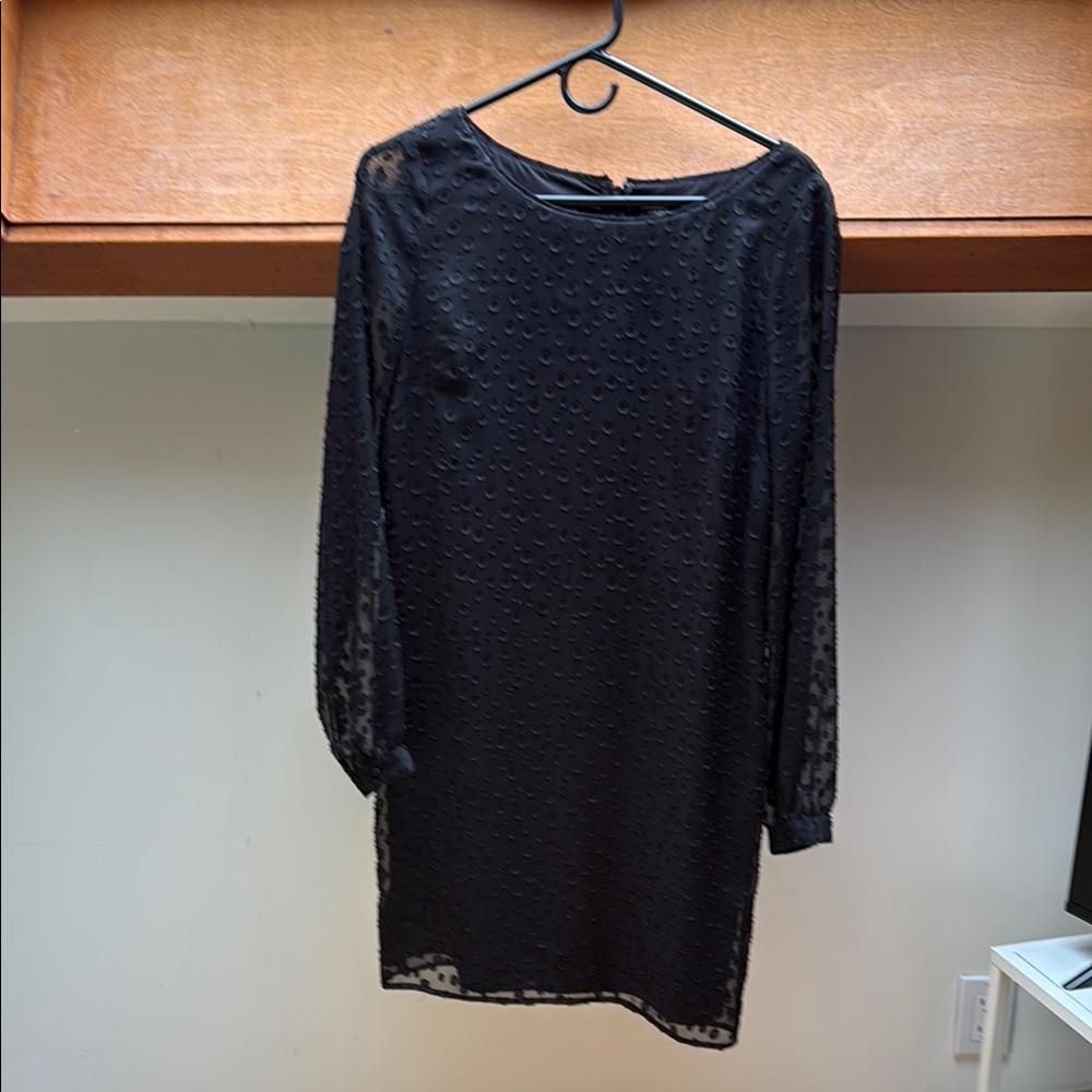 Ann Taylor Black Sheath Dress with Bishop Sleeves